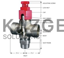 762-7601-2 Клапан предохранительный вход 1", 3/4", 1/2", выход 2x1"